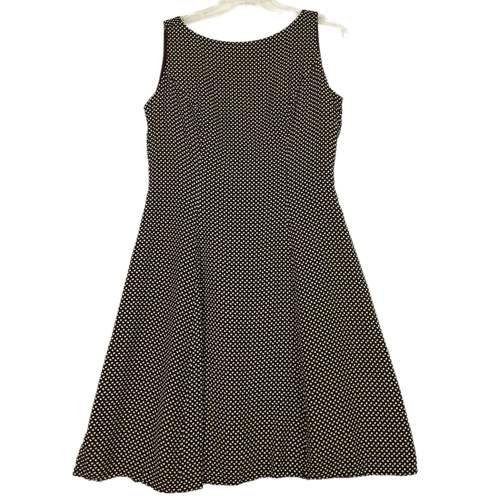 VTG Kamisato Womens Dress 6 Black Ivory Polka Dot Fit & Flare Sleeveless Classic